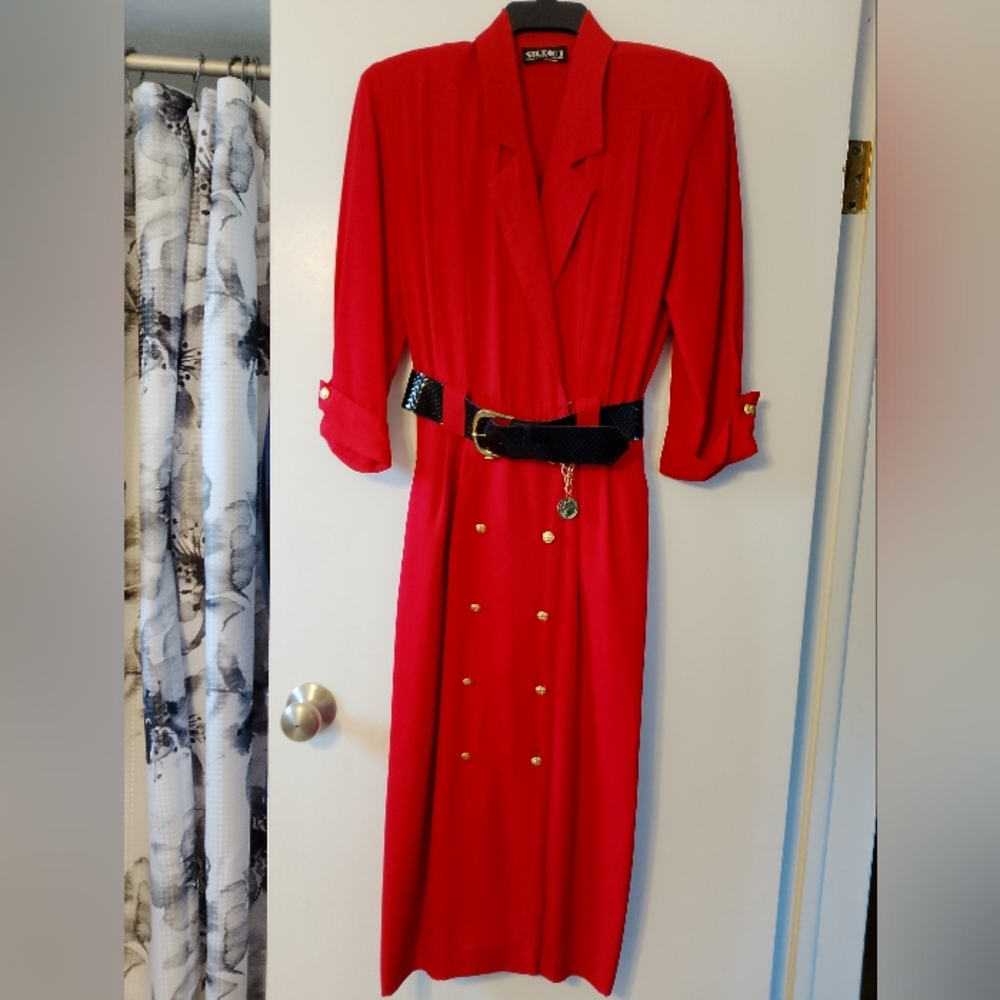 Vintage Belted Red Dress Studio I
